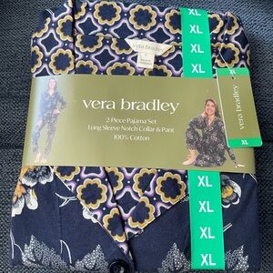 Vera Bradley Navy and Yellow Floral Pajama Set XL